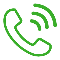 a green line drawing of a telephone with waves coming out of it .
