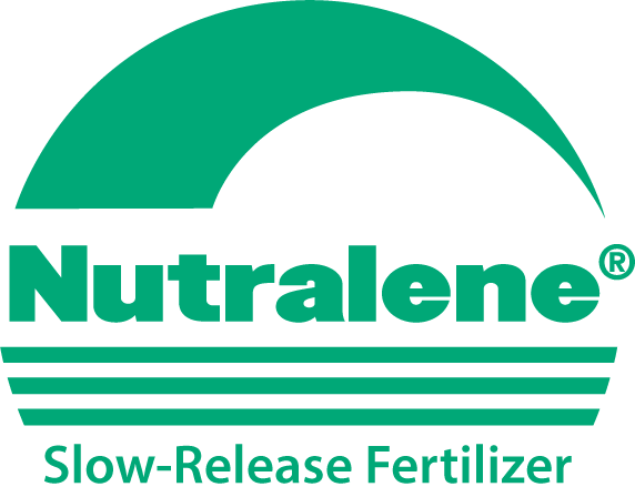 A green and white logo for nutralene slow release fertilizer