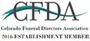 CFDA logo with “Colorado Funeral Directors Association” and “2016 Establishing Member” text
