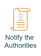 Gold scroll icon with the text “Notify the Authorities” below it