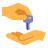 one hand giving keys to another hand