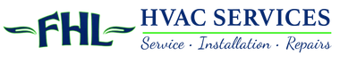 Logo: "FHL" with leaf-like accents. "HVAC SERVICES" text above "Service • Installation • Repairs."
