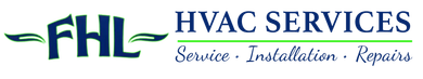 Logo: "FHL" with leaf-like accents. "HVAC SERVICES" text above "Service • Installation • Repairs."