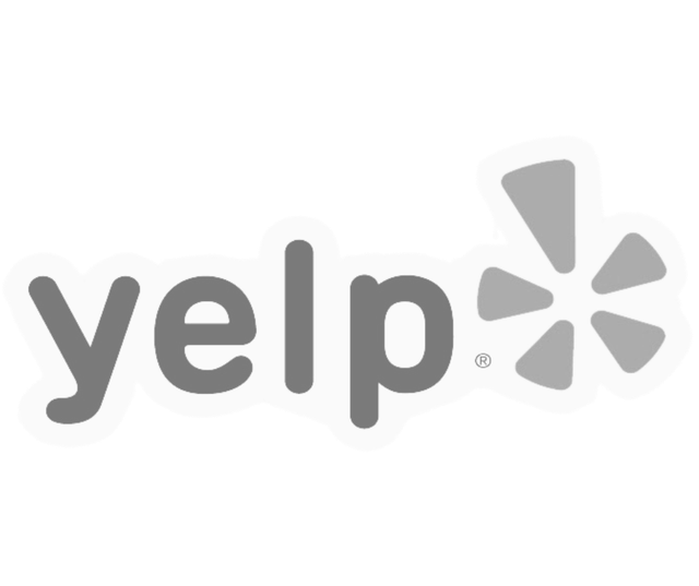 The yelp logo is gray and has a star in the middle.