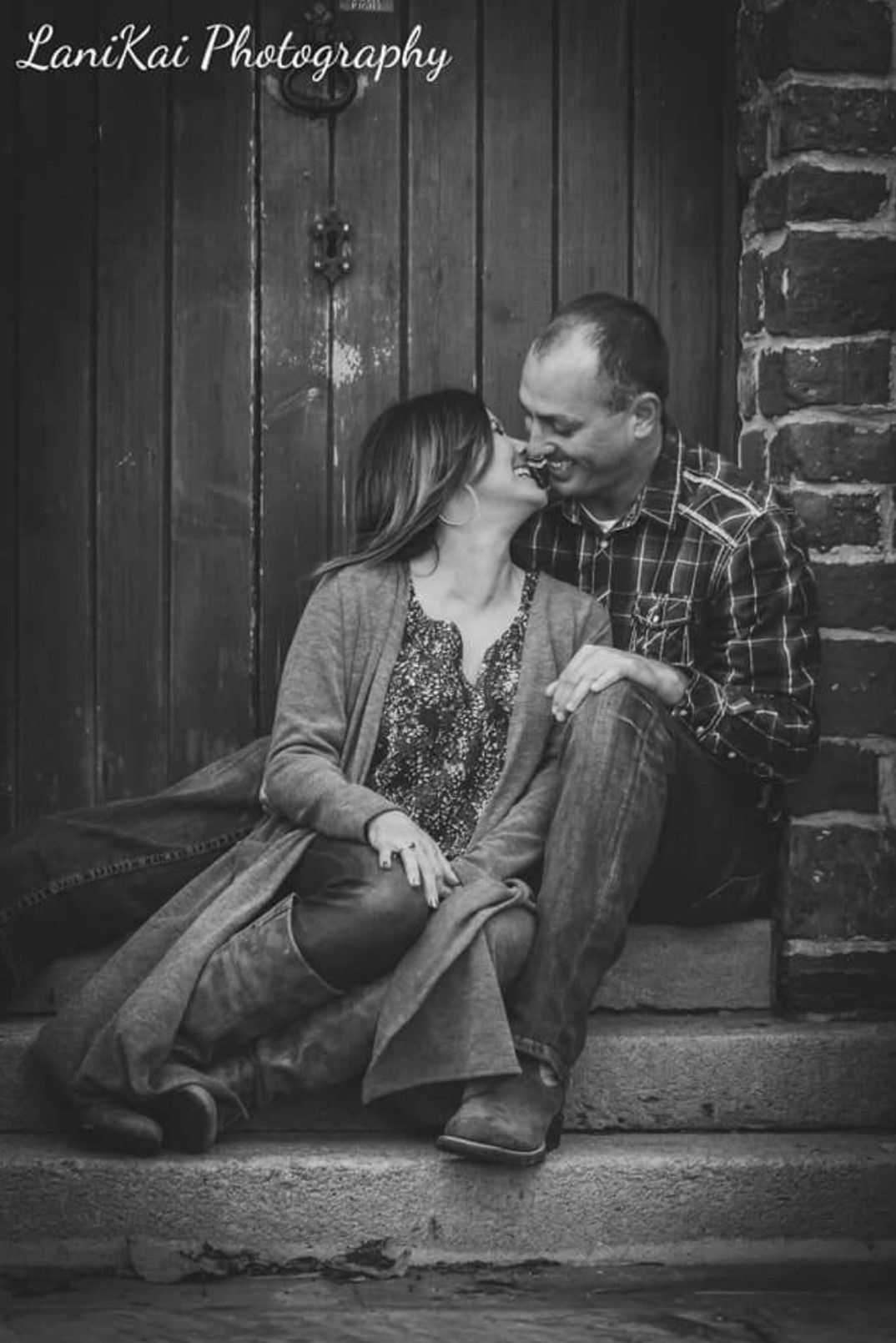 Black and White Photo of a Couple Kissing