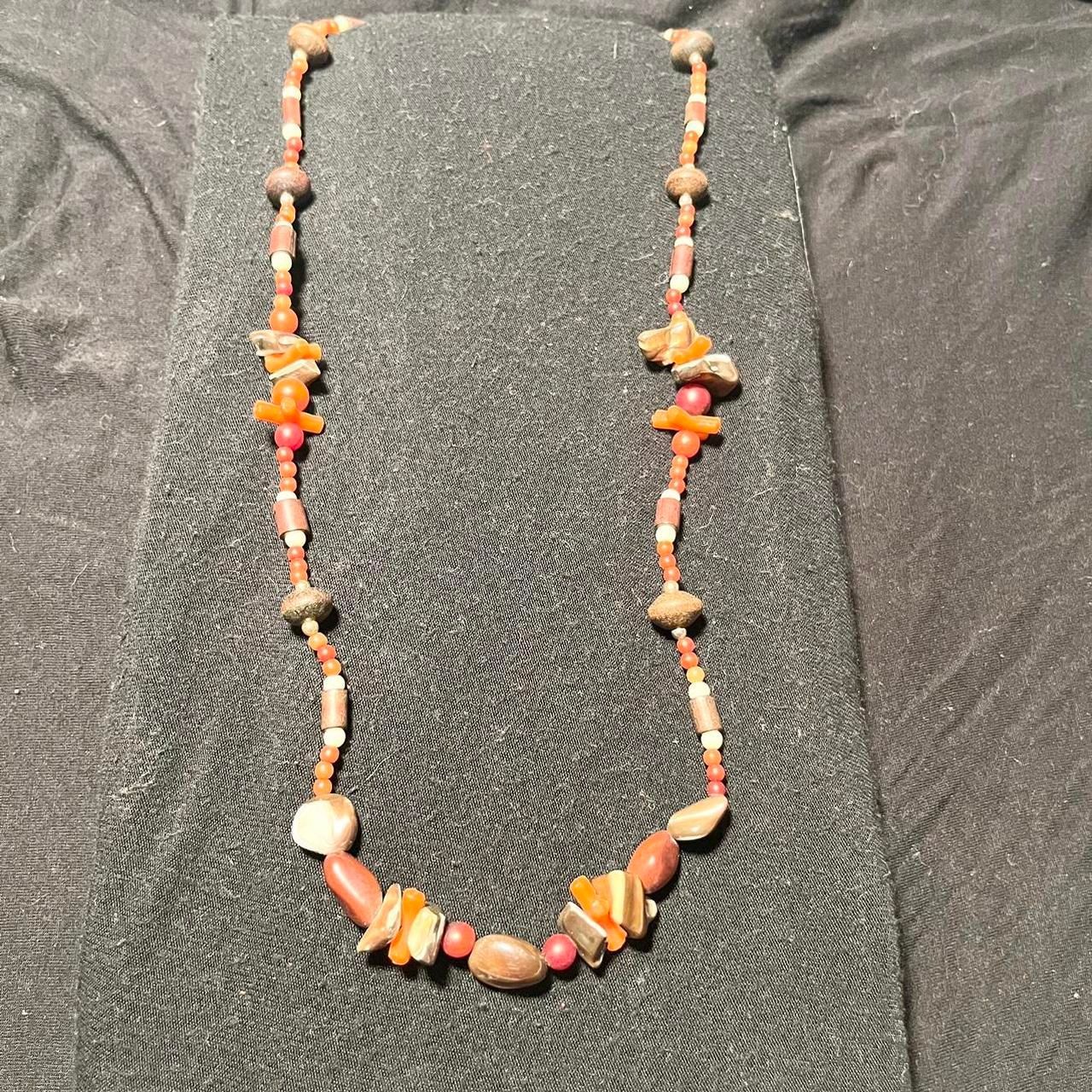 Multicolored Orange Beaded Sea Shell Necklace