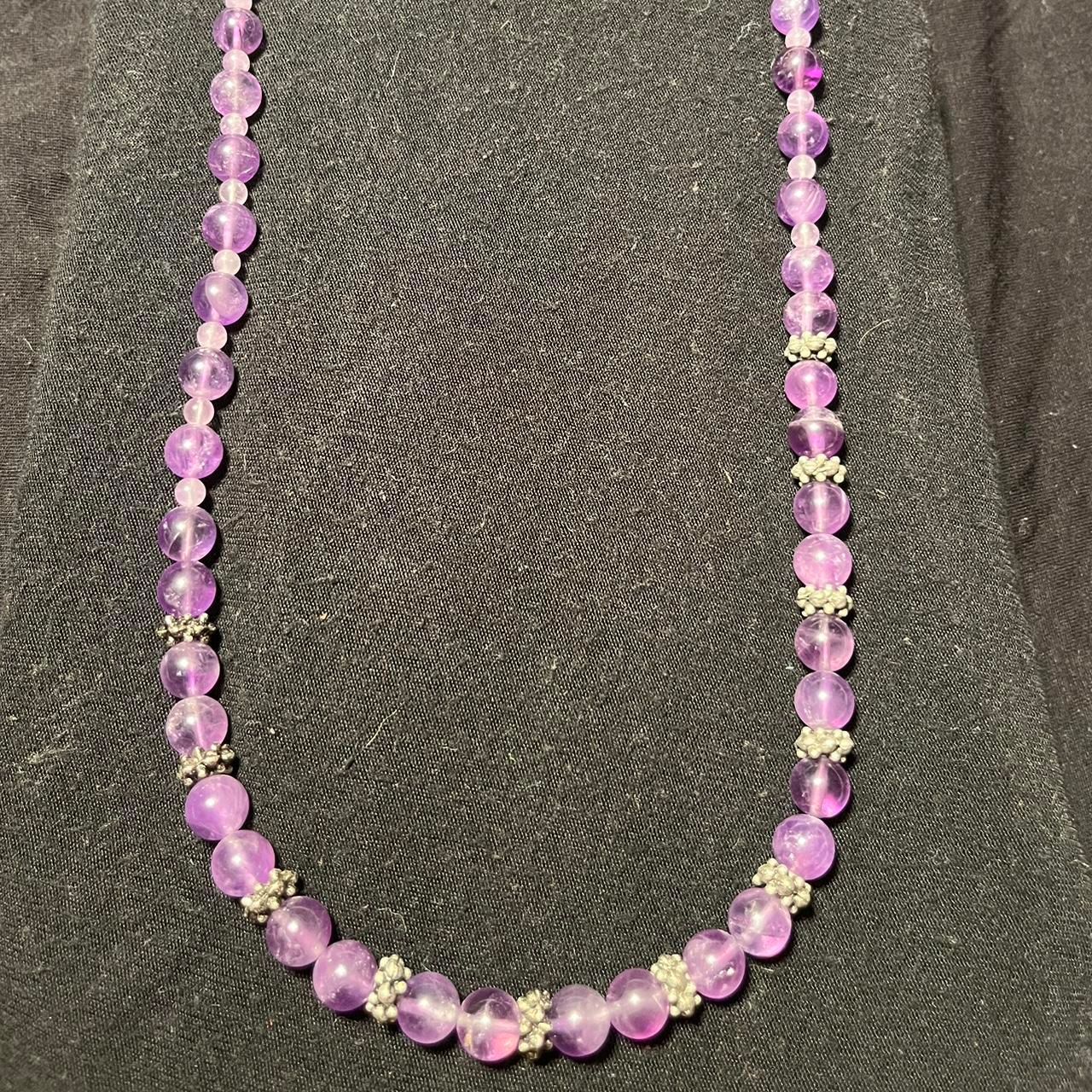 Purple Beaded Necklace with Gray Bead Addons