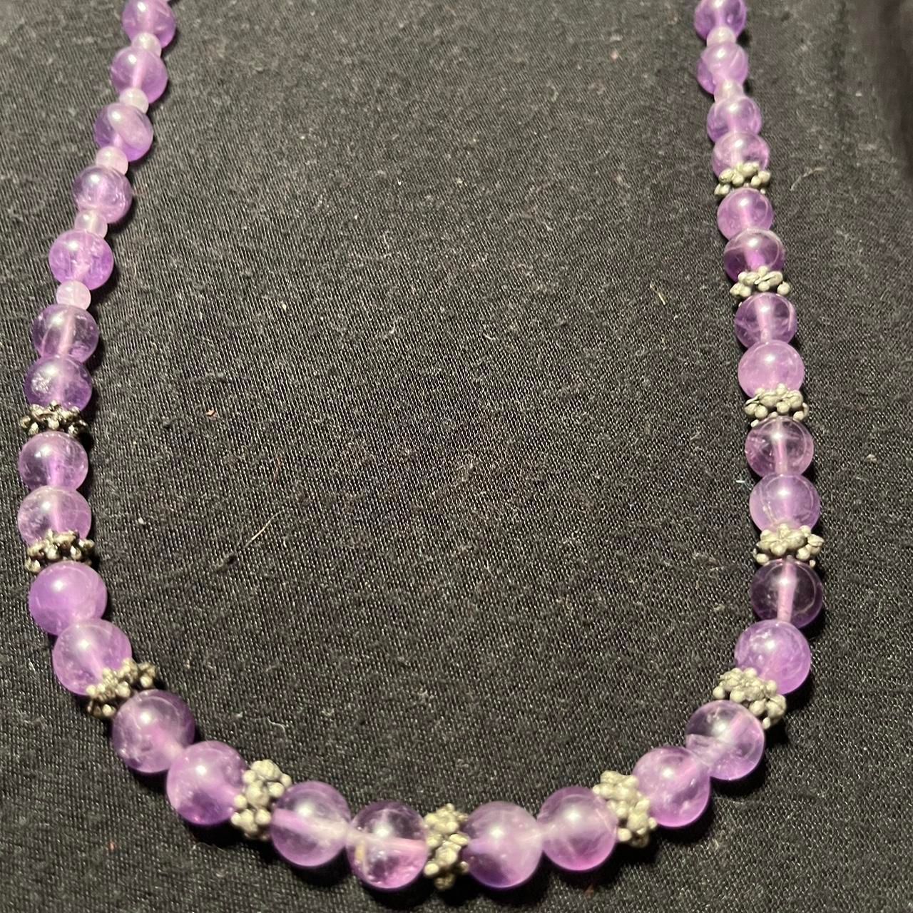 Purple Beaded Necklace with Gray Bead Addons