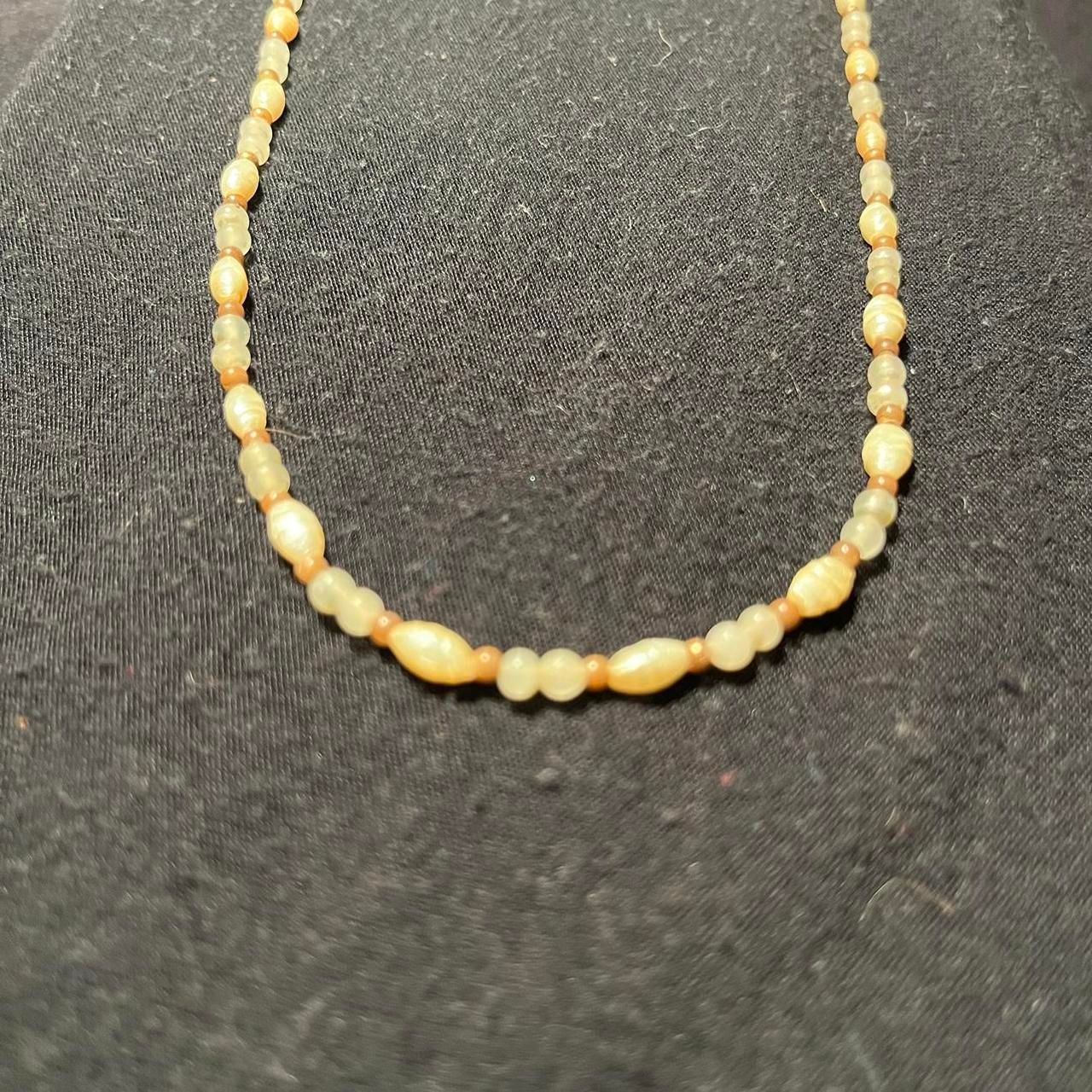 Minimal Lightweight White and Brown Beaded Necklace