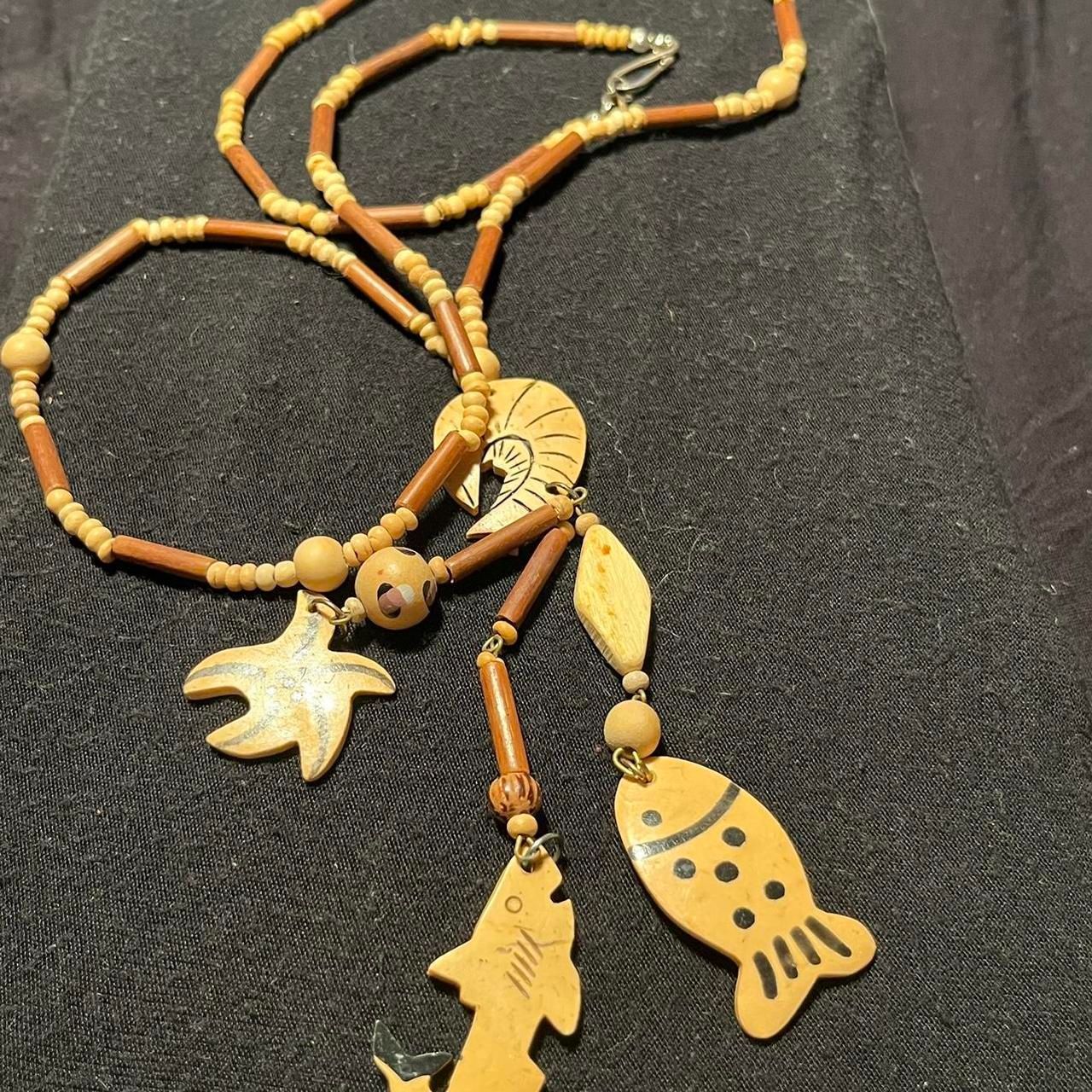 Cute Wooden Beaded Necklace with Sea Life Design