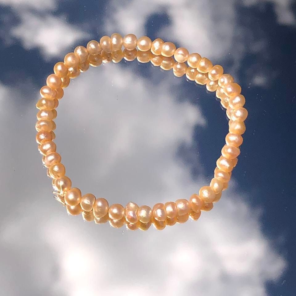 Cute Cream Colored  Stretchy Faux Pearl Bracelet