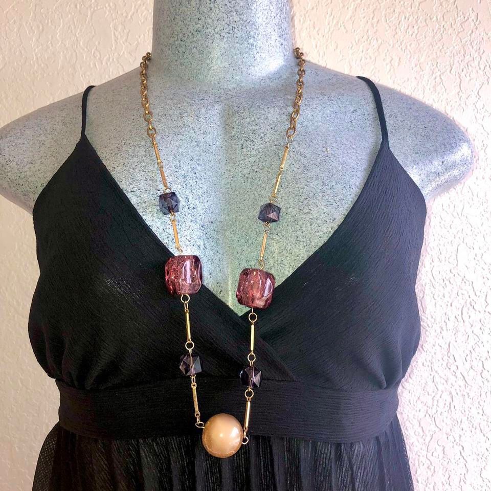 Long Cute Classy Stone Crystal Designed Gold Chain Necklace