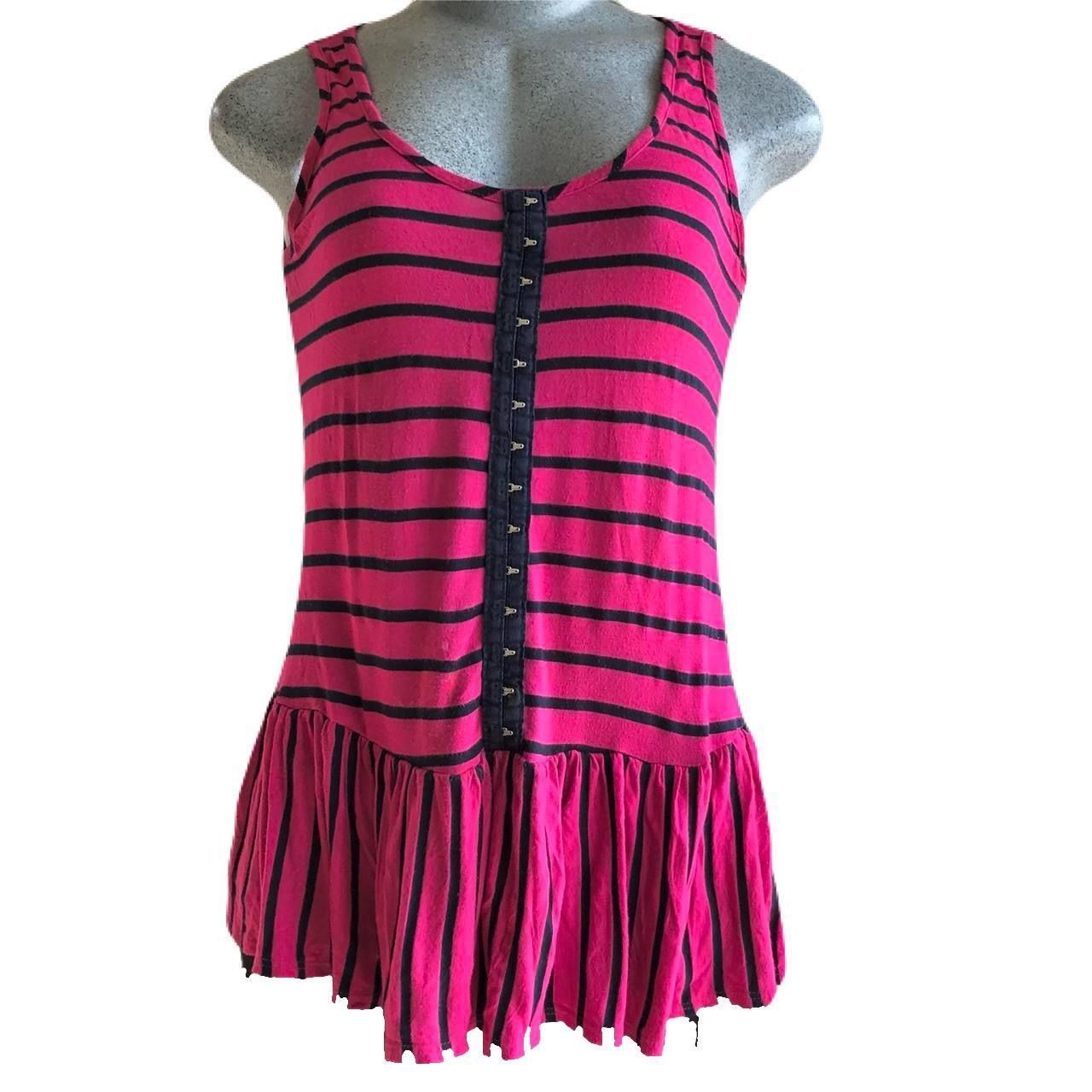 Cute Pink and Black Striped Top with Cute Frilled Bottom