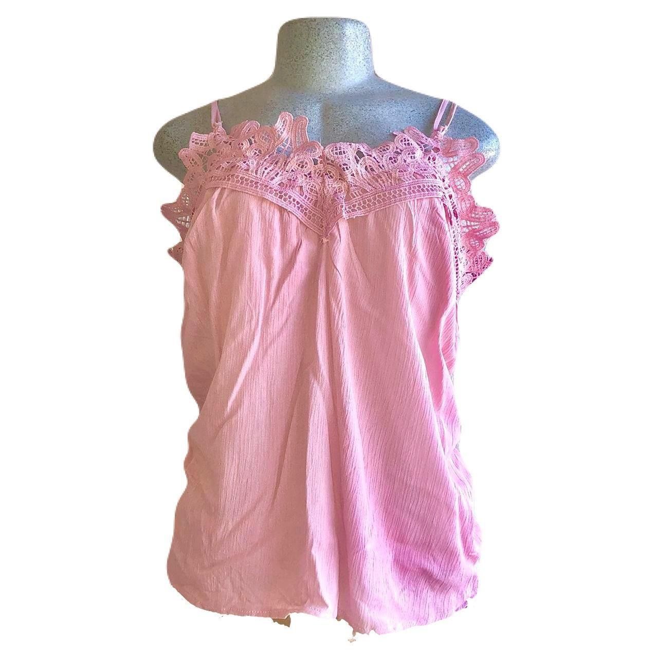 Casual Soft Pink Layered Tank Top with Adjustable Straps and Cute Lace Design