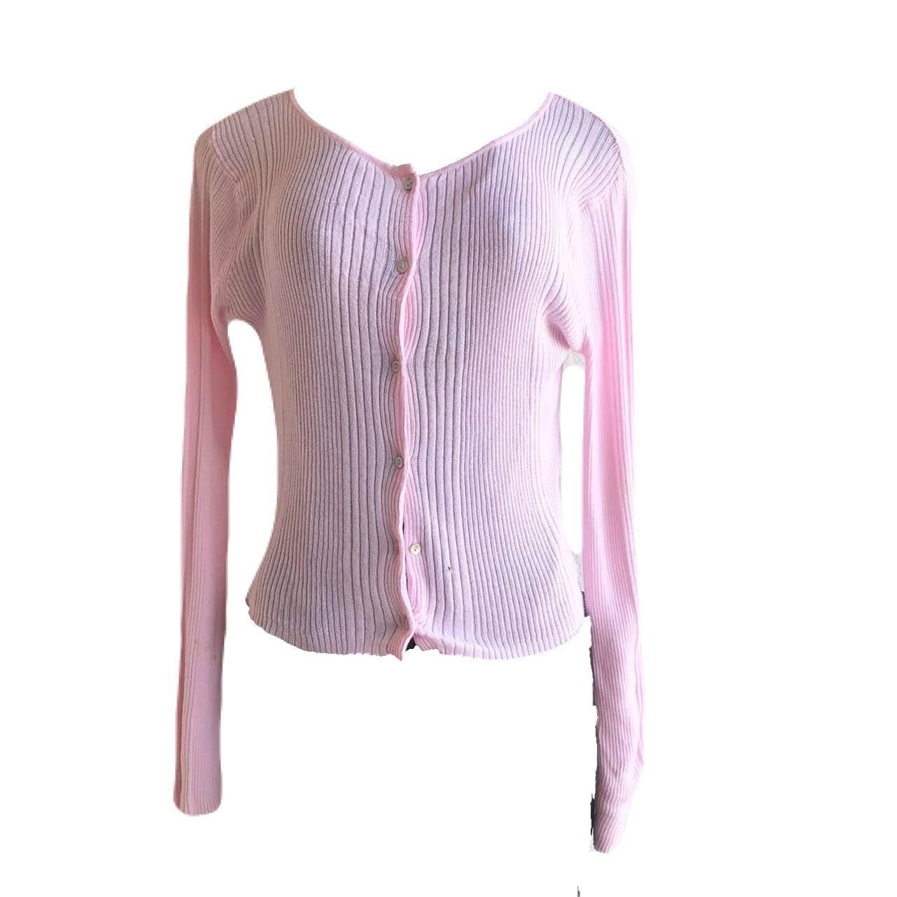 Soft Pink Lightweight Thin Button Up Sweater