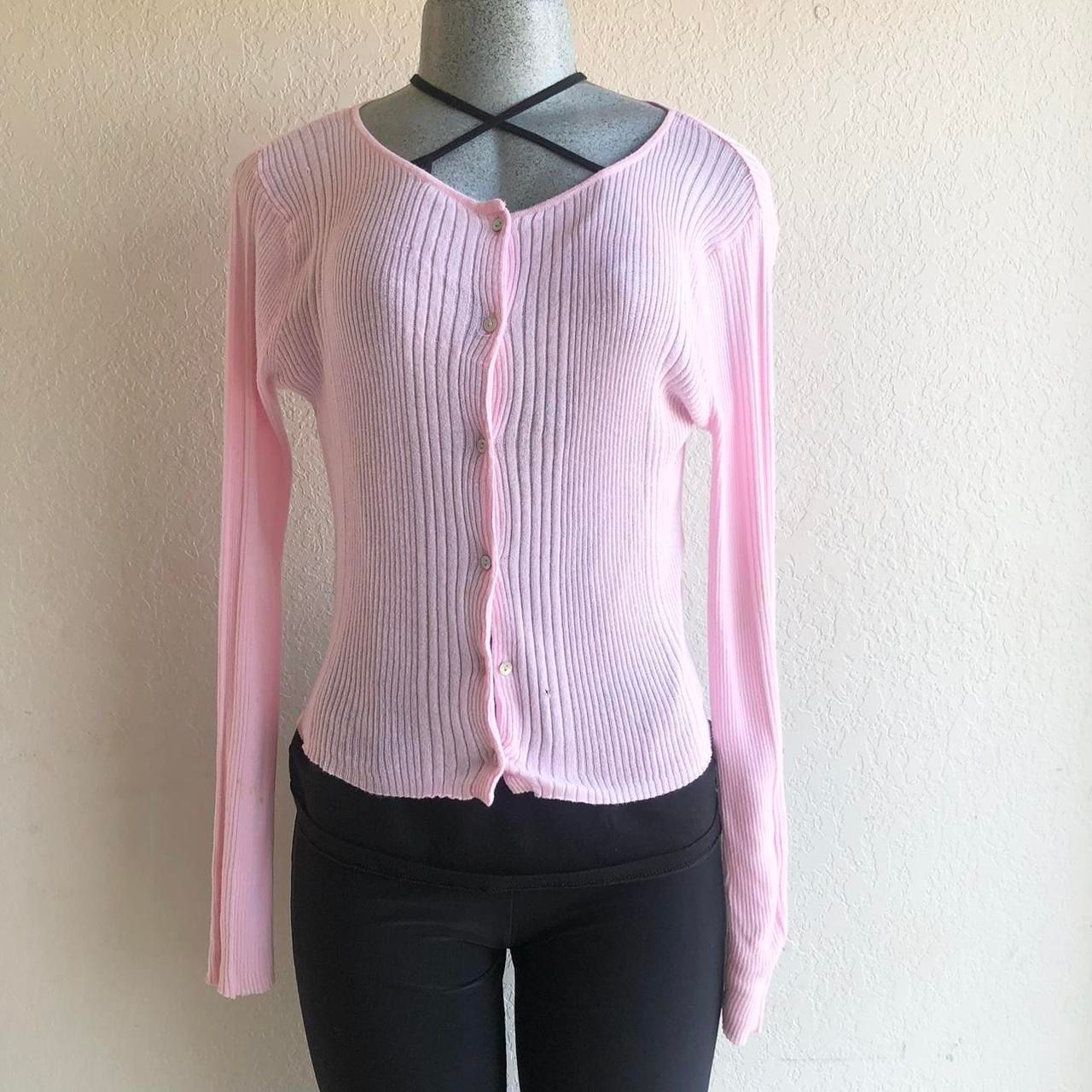 Soft Pink Lightweight Thin Button Up Sweater