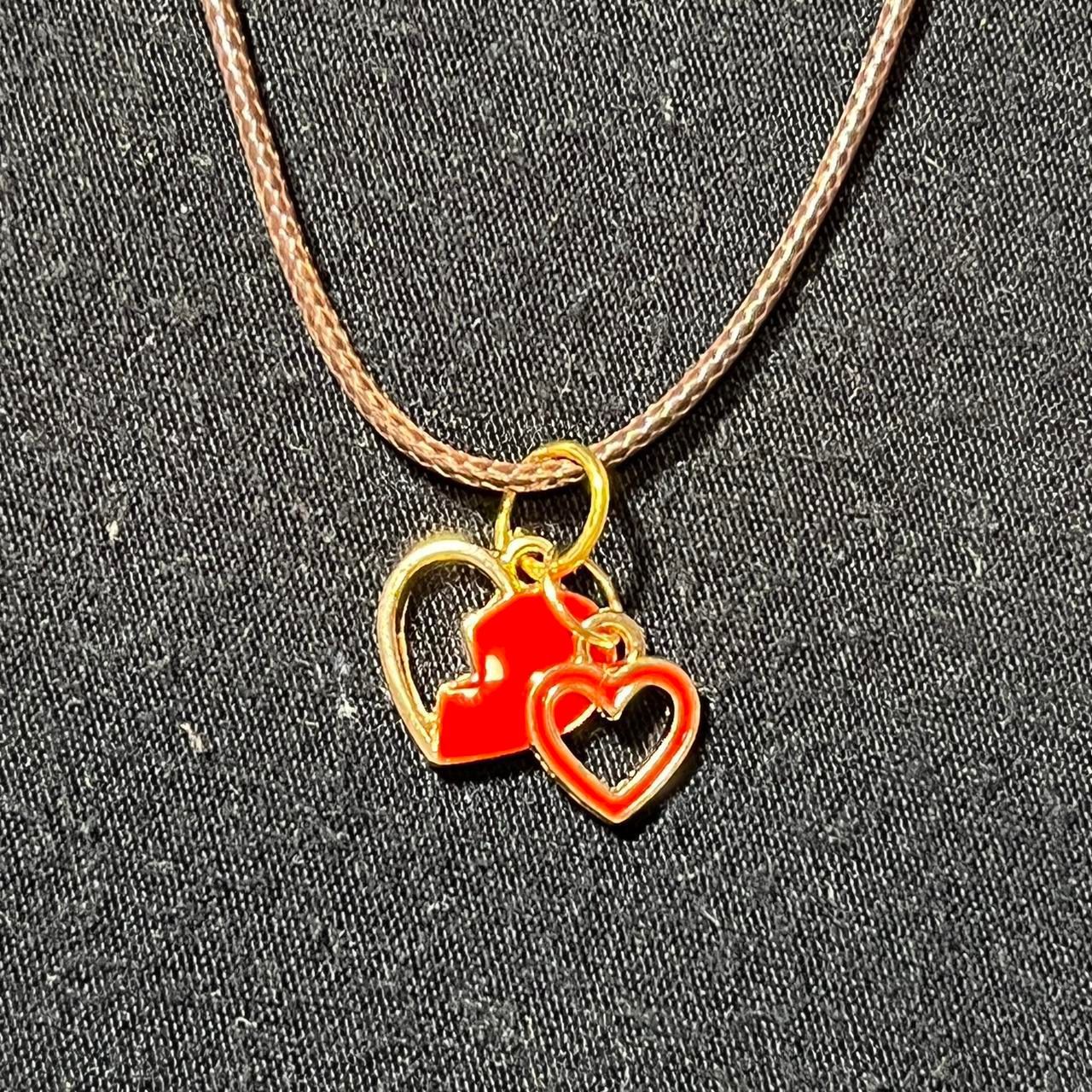 Cute Red Heart Charm and Red and Gold Broken Heart Charm Necklace