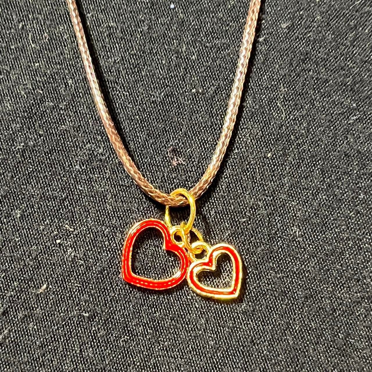 Cute Red and Gold Open Heart Charms Necklace