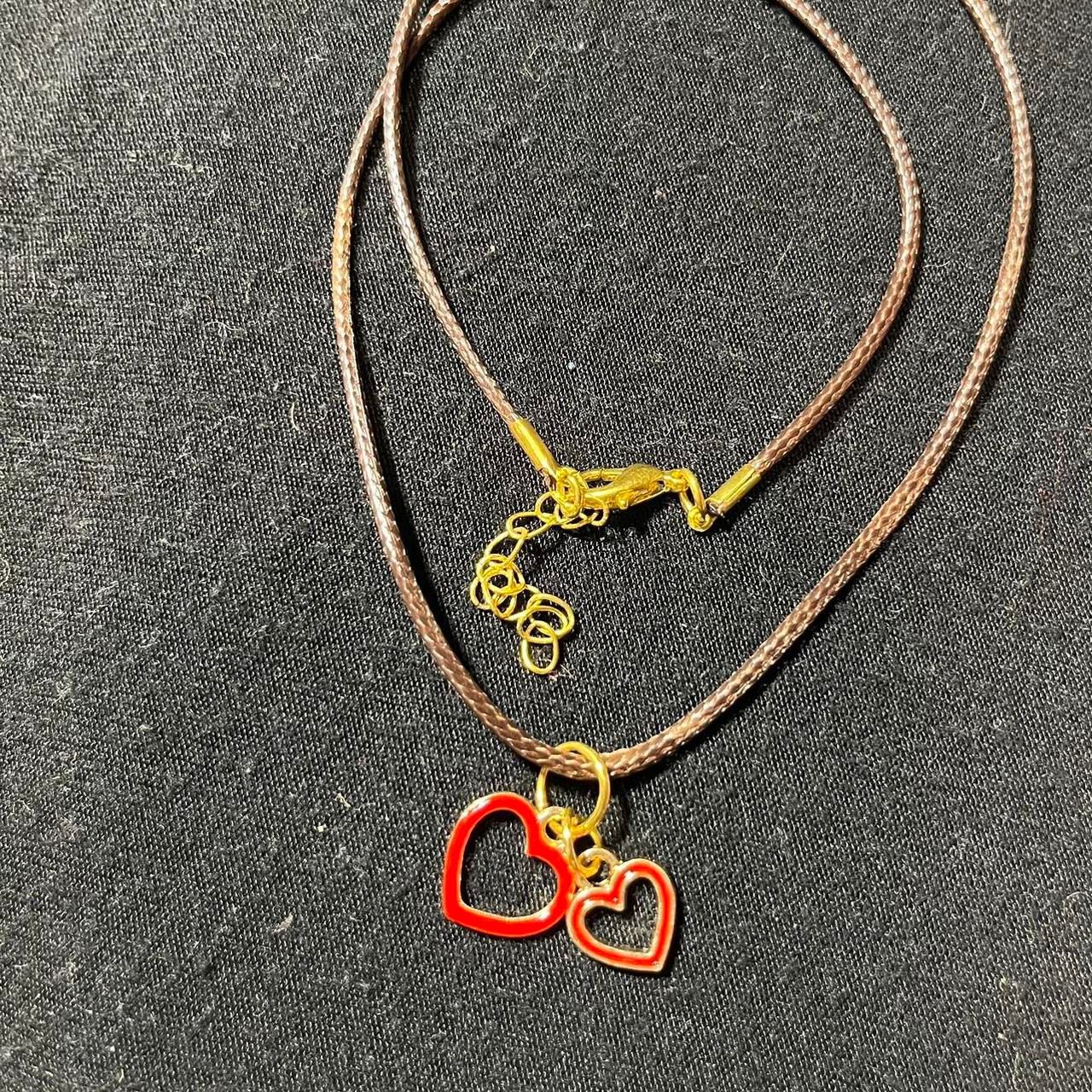 Cute Red and Gold Open Heart Charms Necklace