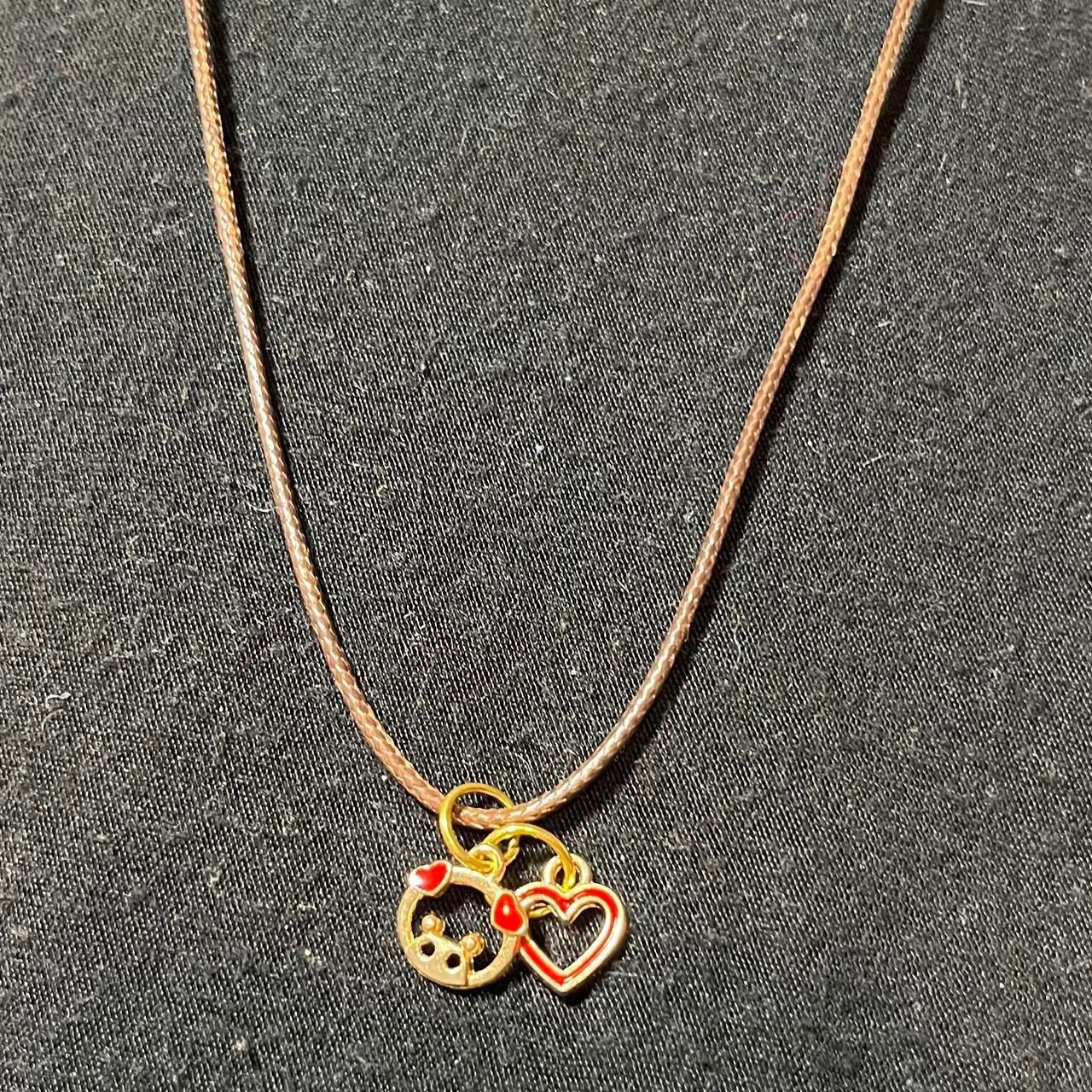 Gold Cartoon Animal with Accent Hearts Charm Necklace