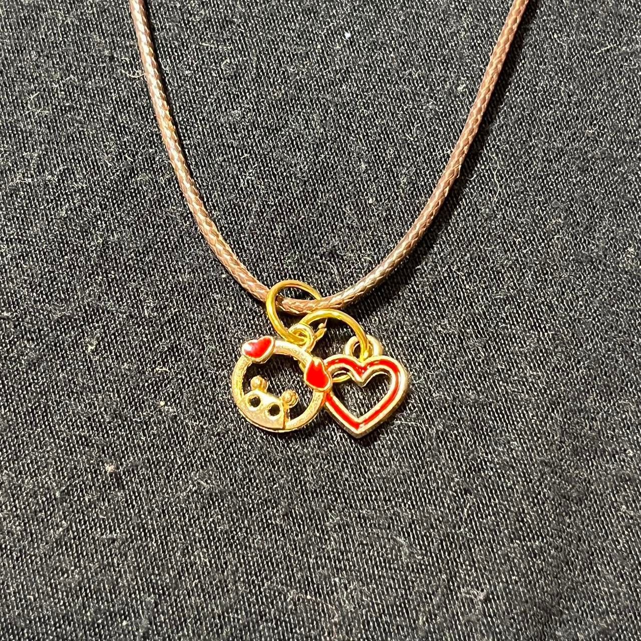 Gold Cartoon Animal with Accent Hearts Charm Necklace
