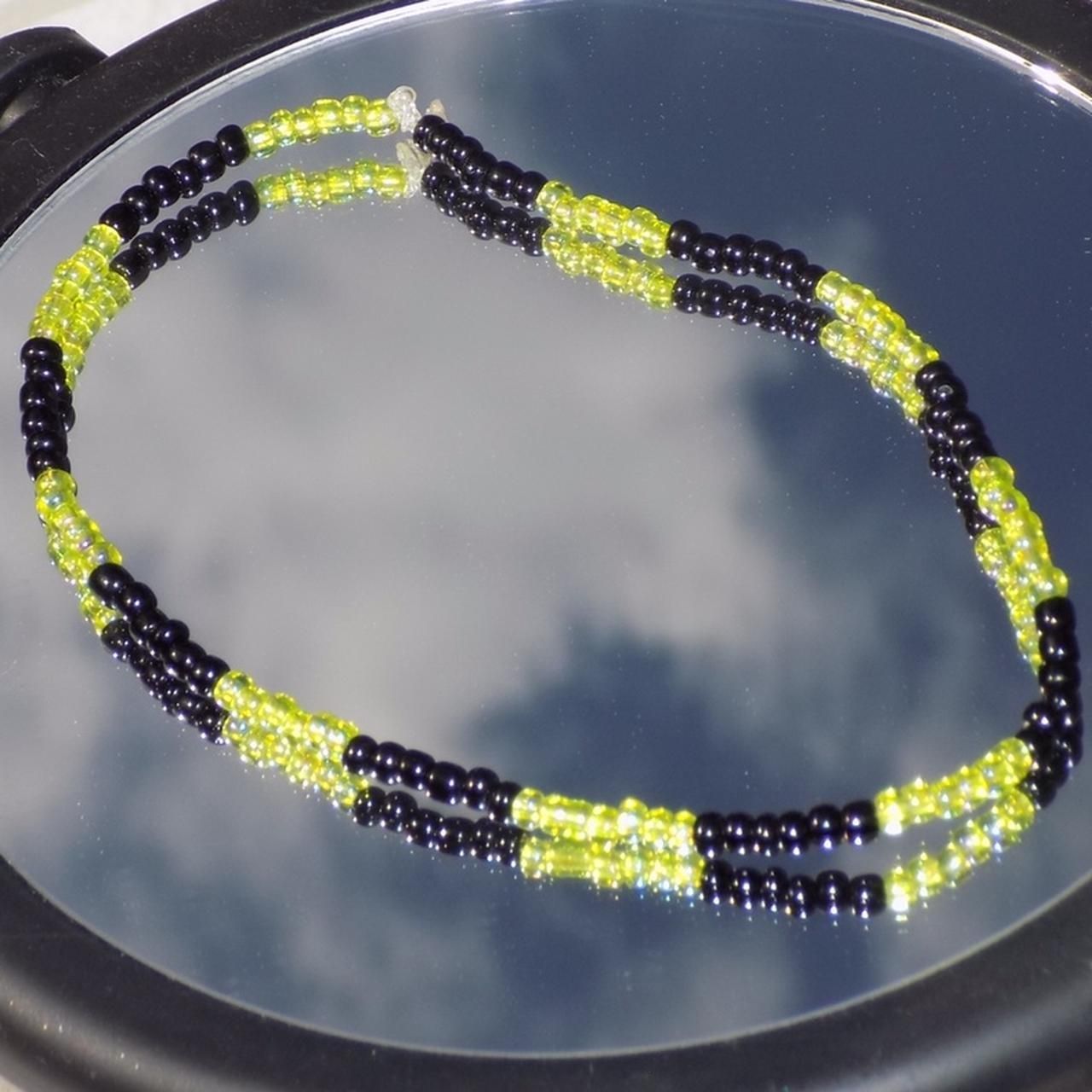 Green and Black Beaded Anklet