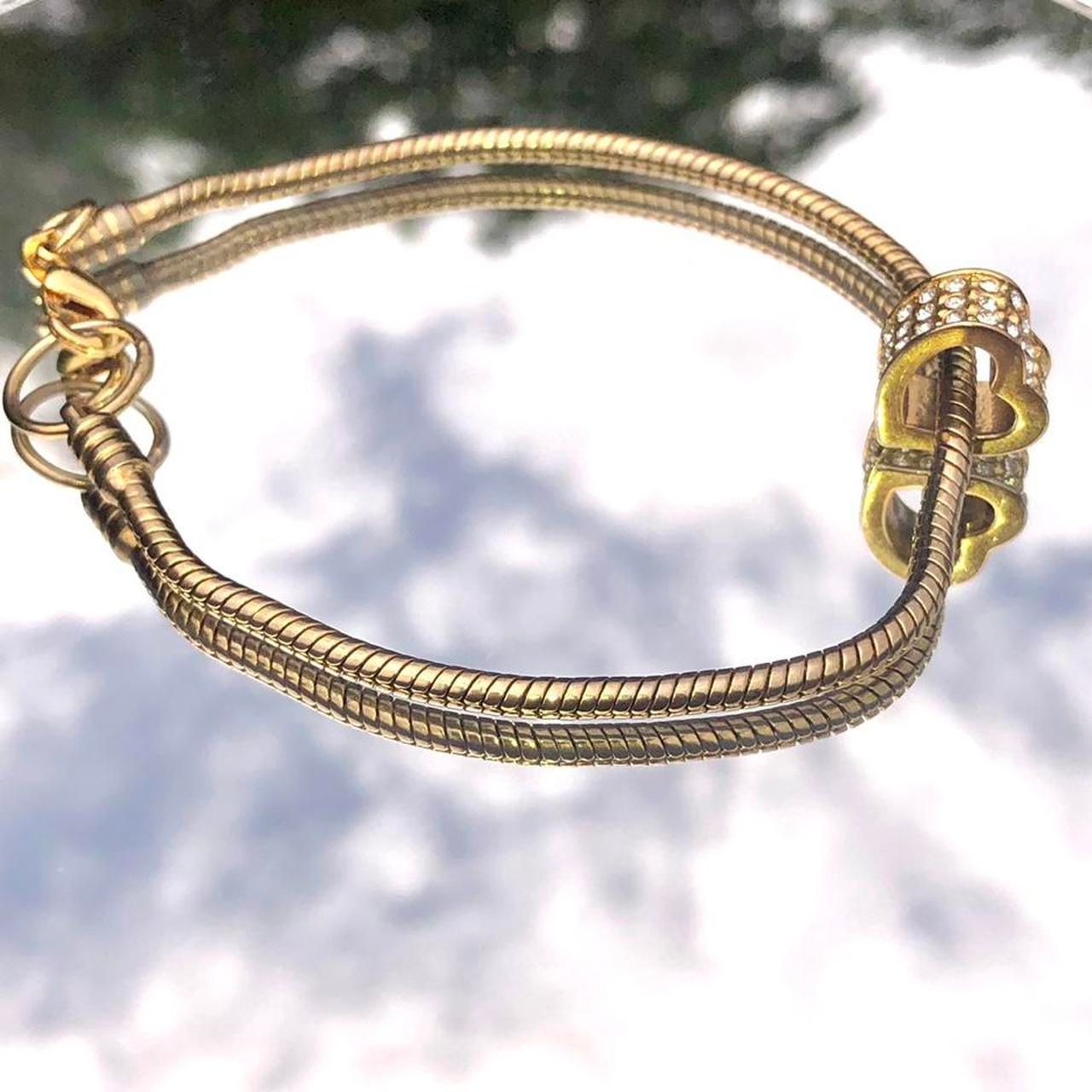 Cute Fading Gold Charm Bracelet with Studded Heart Charm
