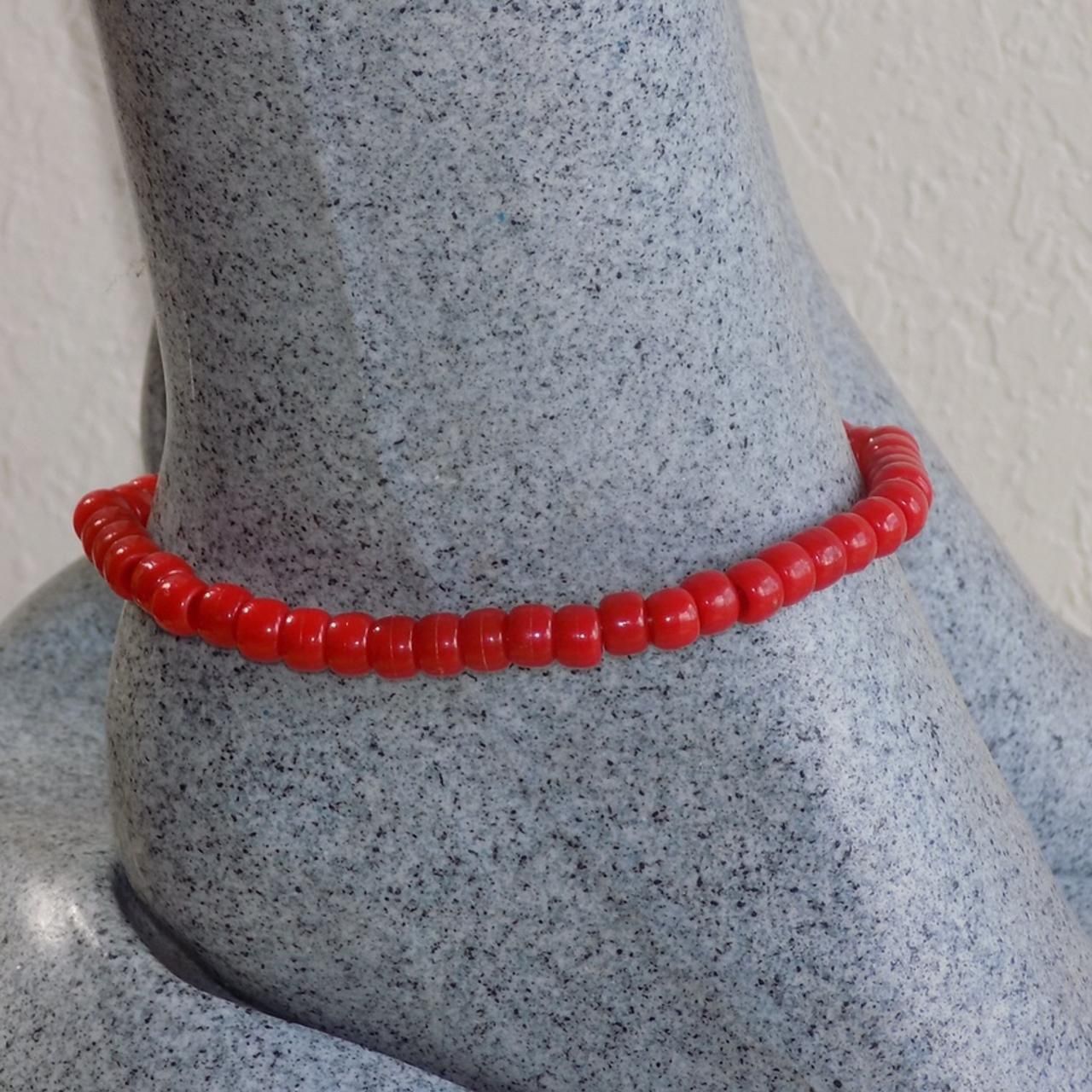 Classic Red Beaded Anklet