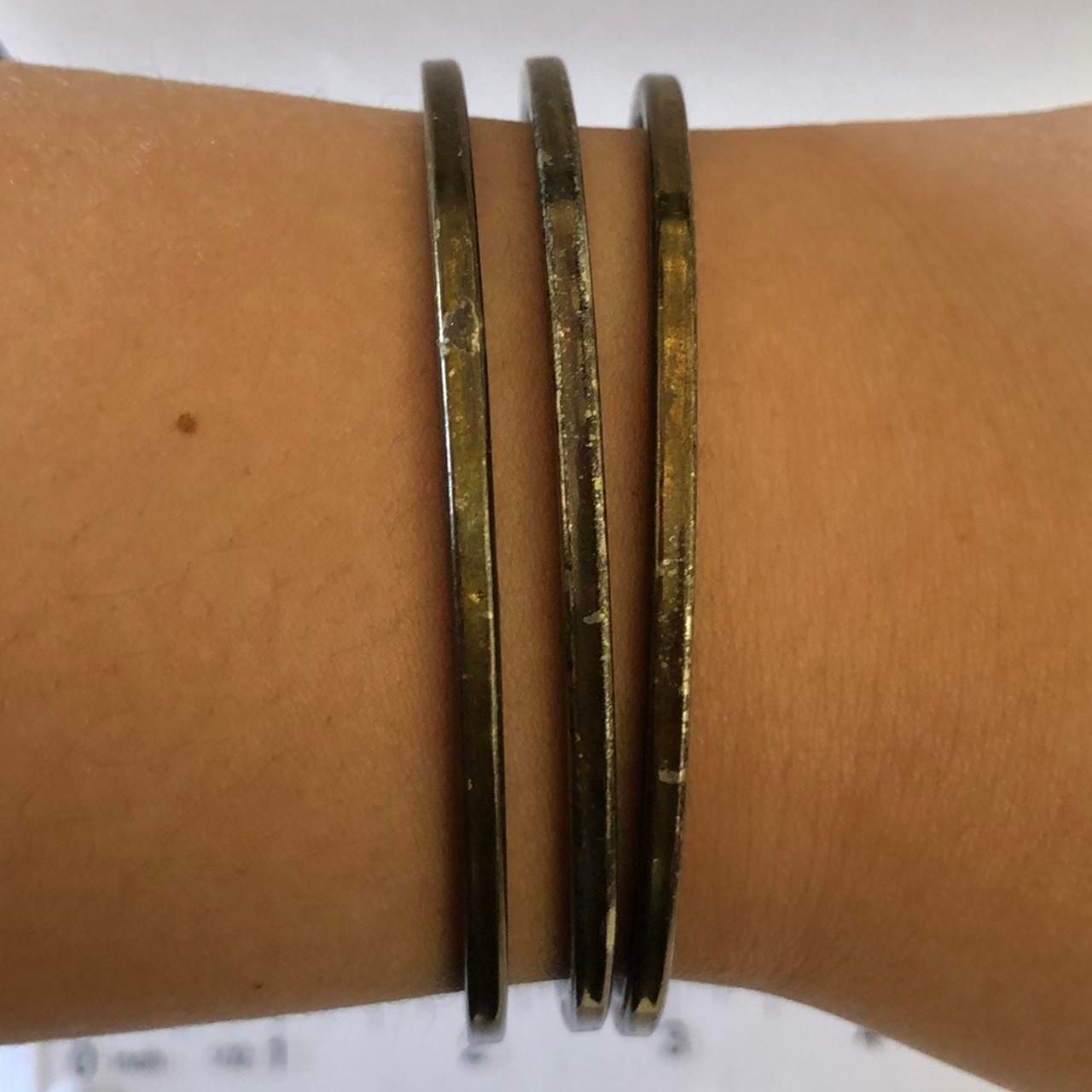 Set of 3 Chunky Brown Rustic Metal Bangles