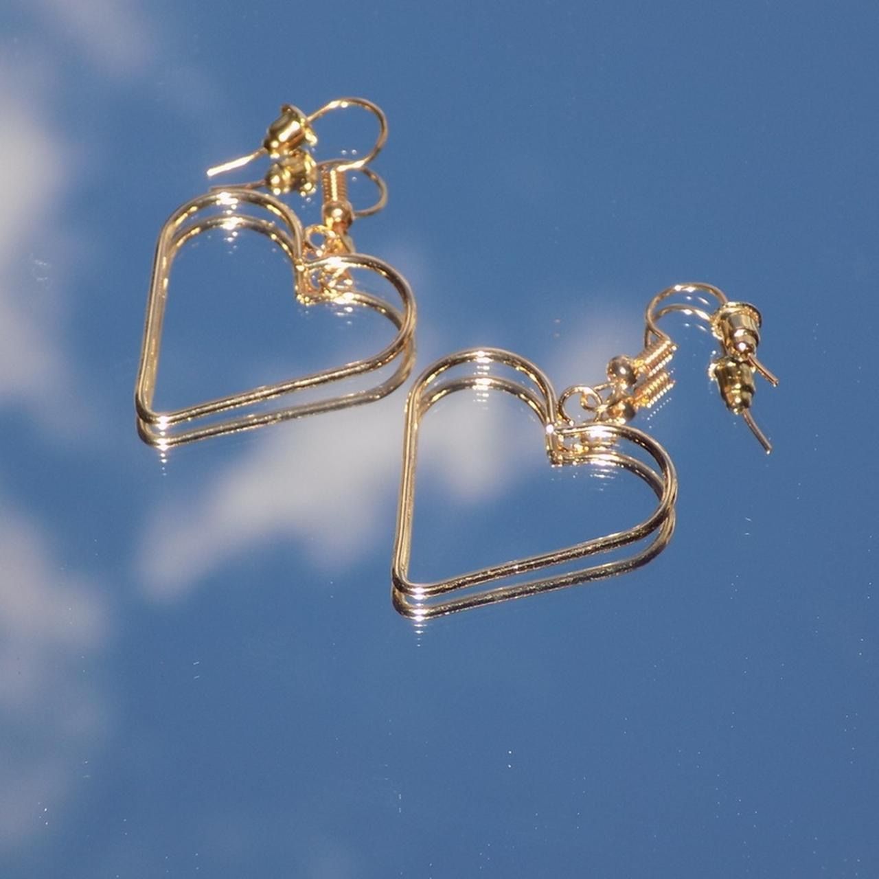 Cute Minimal Gold Colored Hanging Heart Earrings