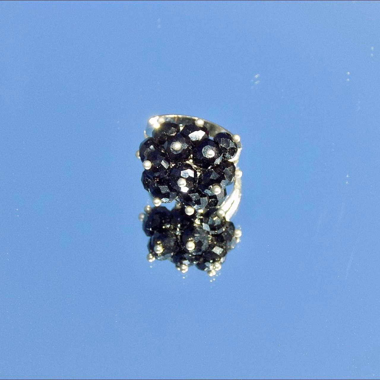 Cute Black Studded Adjustable Metal Ring