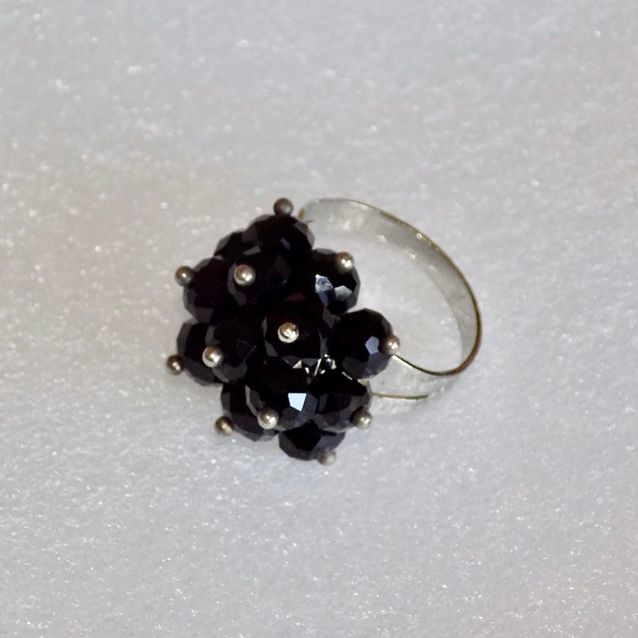 Cute Black Studded Adjustable Metal Ring