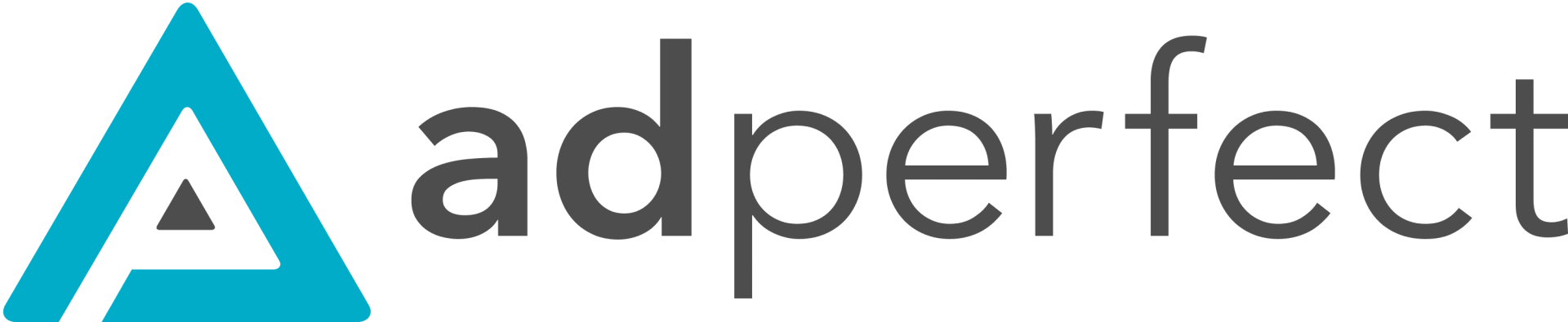 A perfect logo with a blue triangle on a white background.