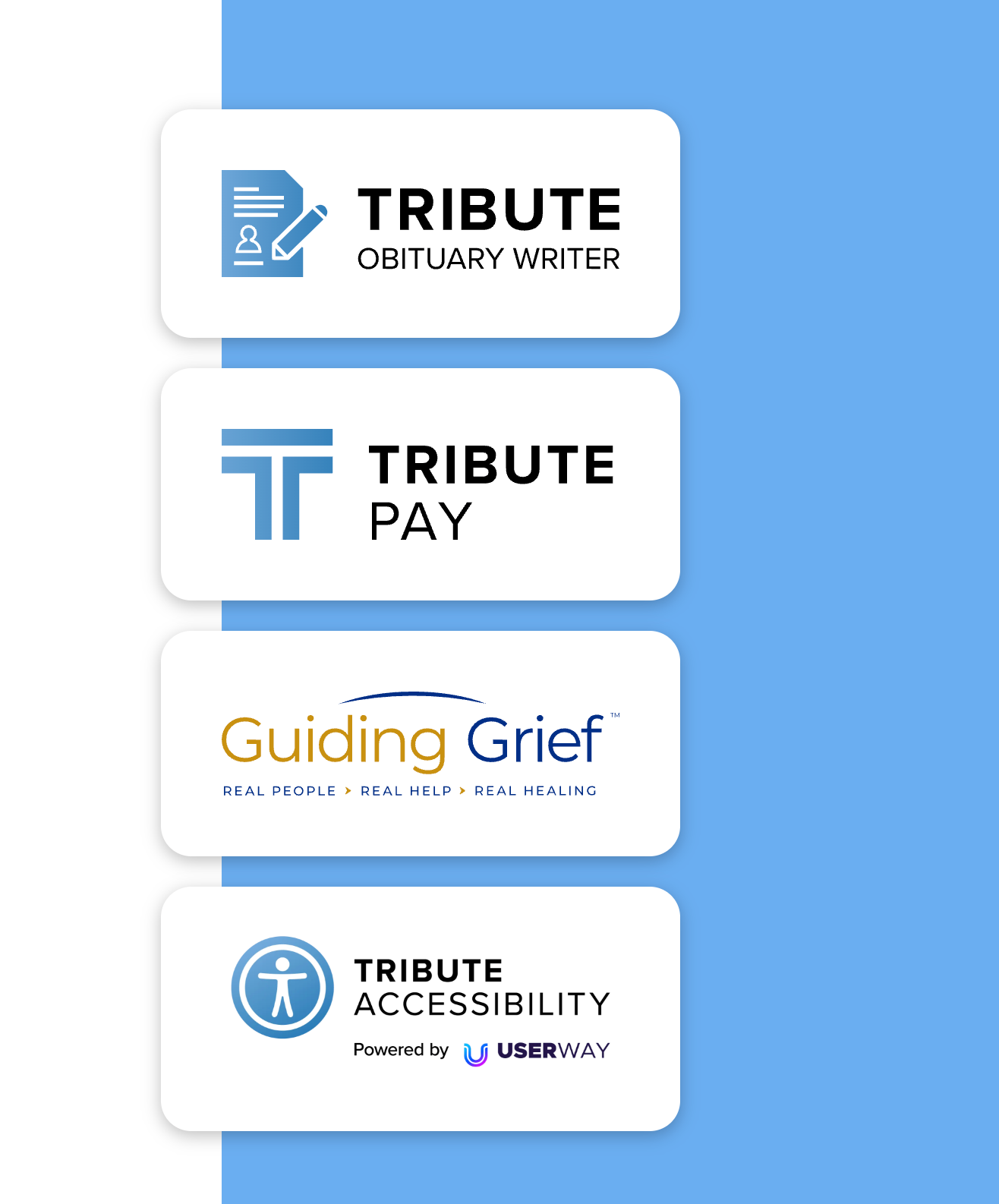 A tribute obituary writer , tribute pay , guiding grief , and tribute accessibility