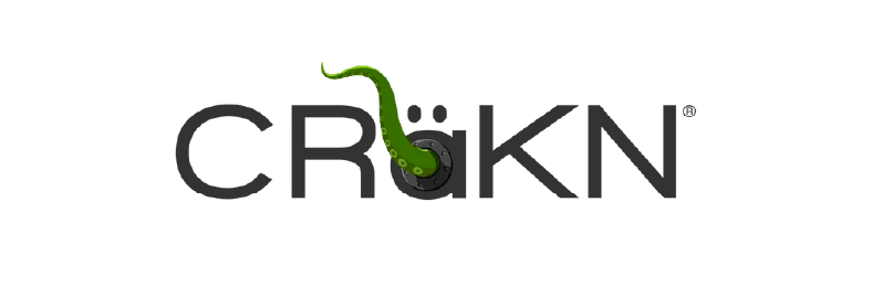 A logo for a company called crkn with a green plant growing out of it.