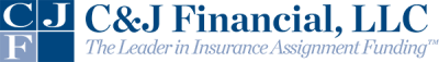 A blue and white logo for cj c & j financial llc