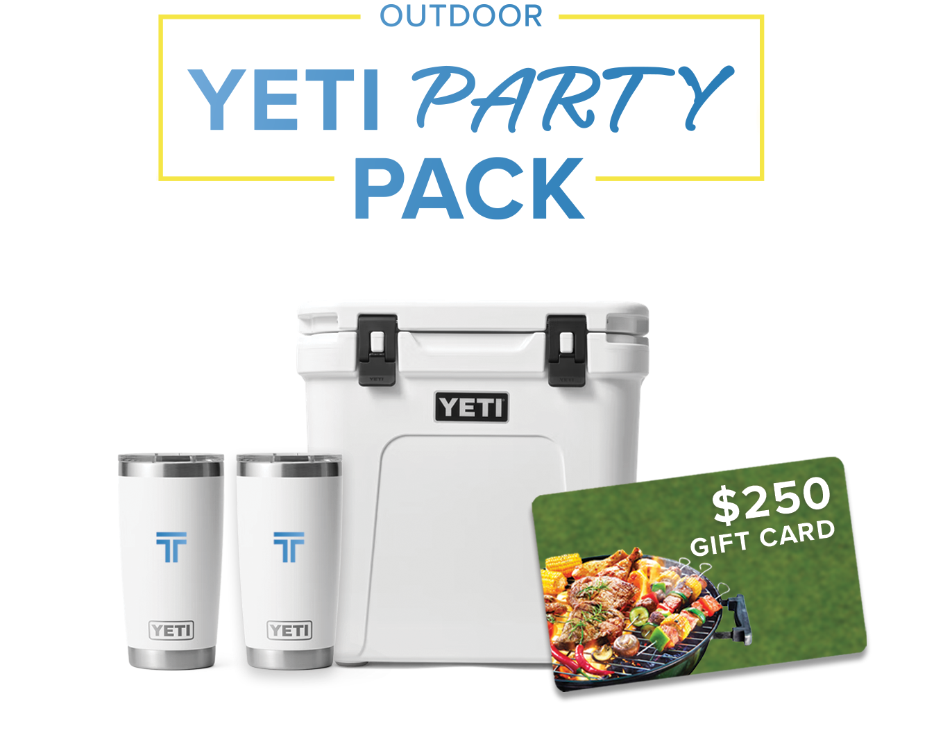 A yeti party pack with a $ 250 gift card