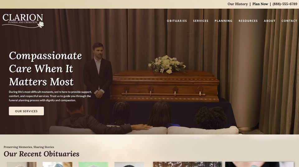 A website for clarion compassionate care when it matters most