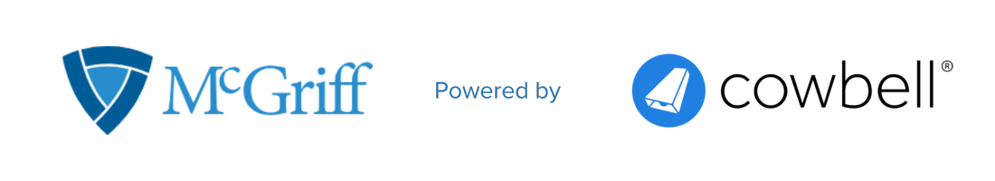 A logo for mcgriff and cowbell on a white background