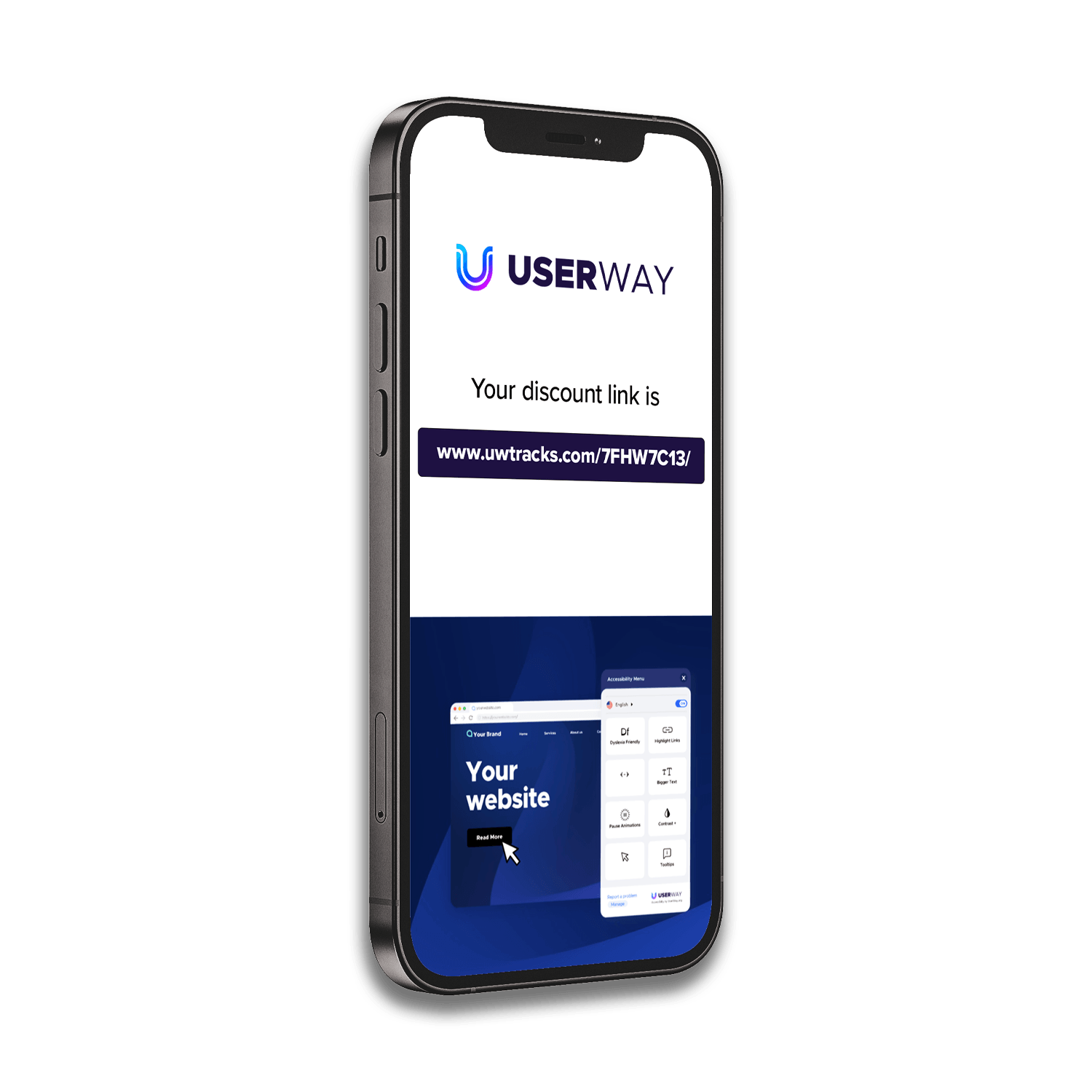 A cell phone with a website on the screen.