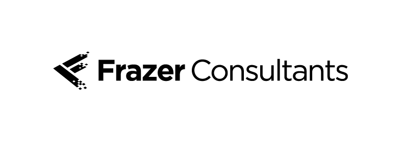 A black and white logo for frazer consultants