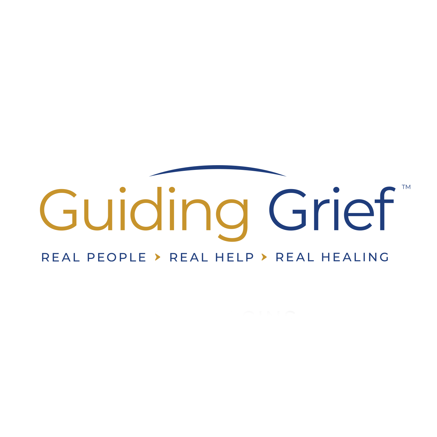 The logo for guiding grief real people real help real healing.