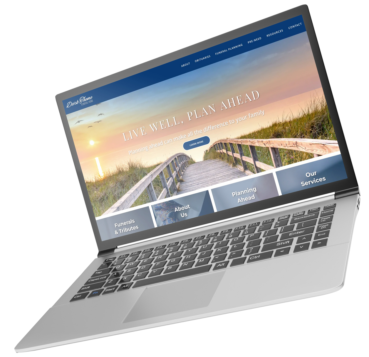 A laptop computer is open to a website on the screen.