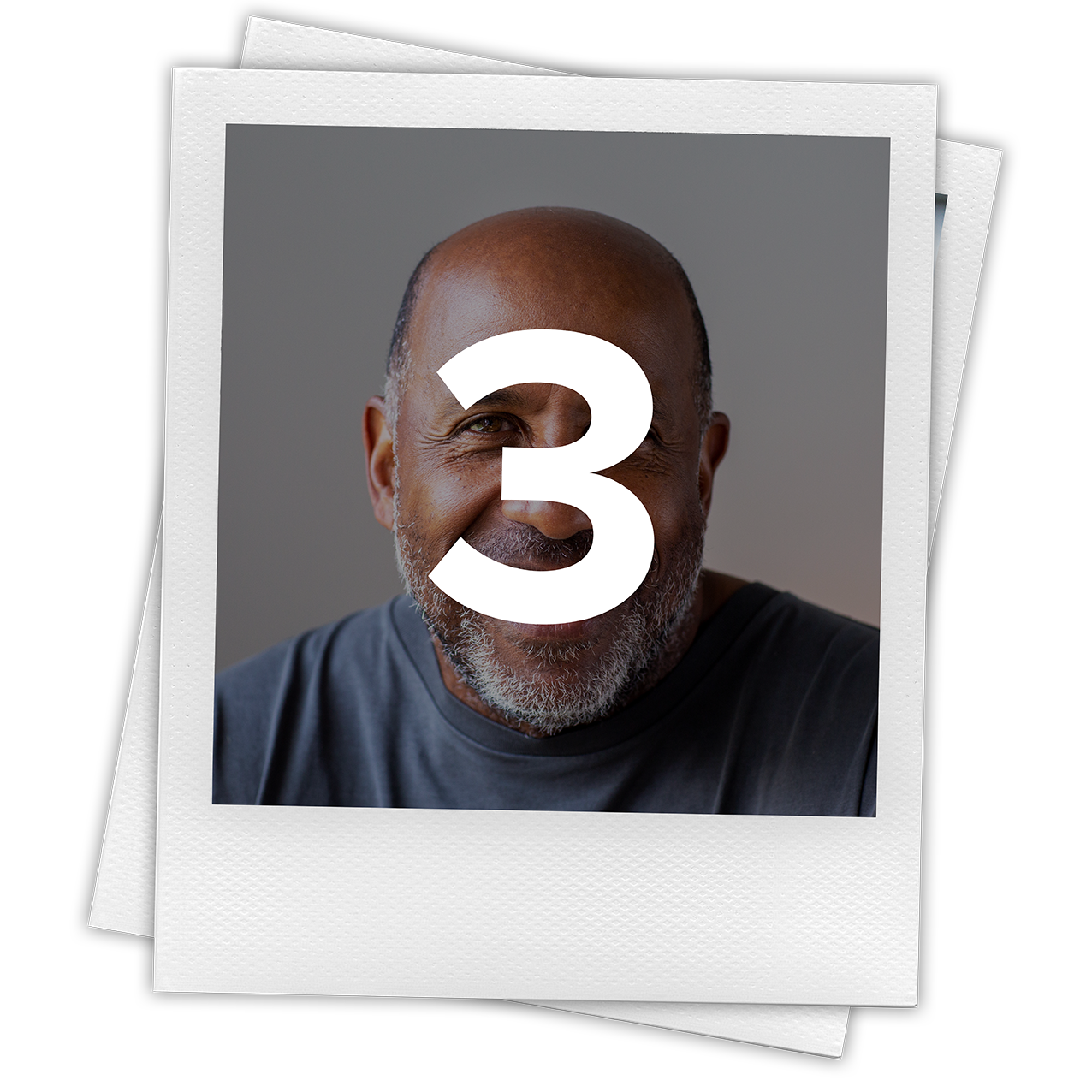 A picture of a man with the number 3 on his face