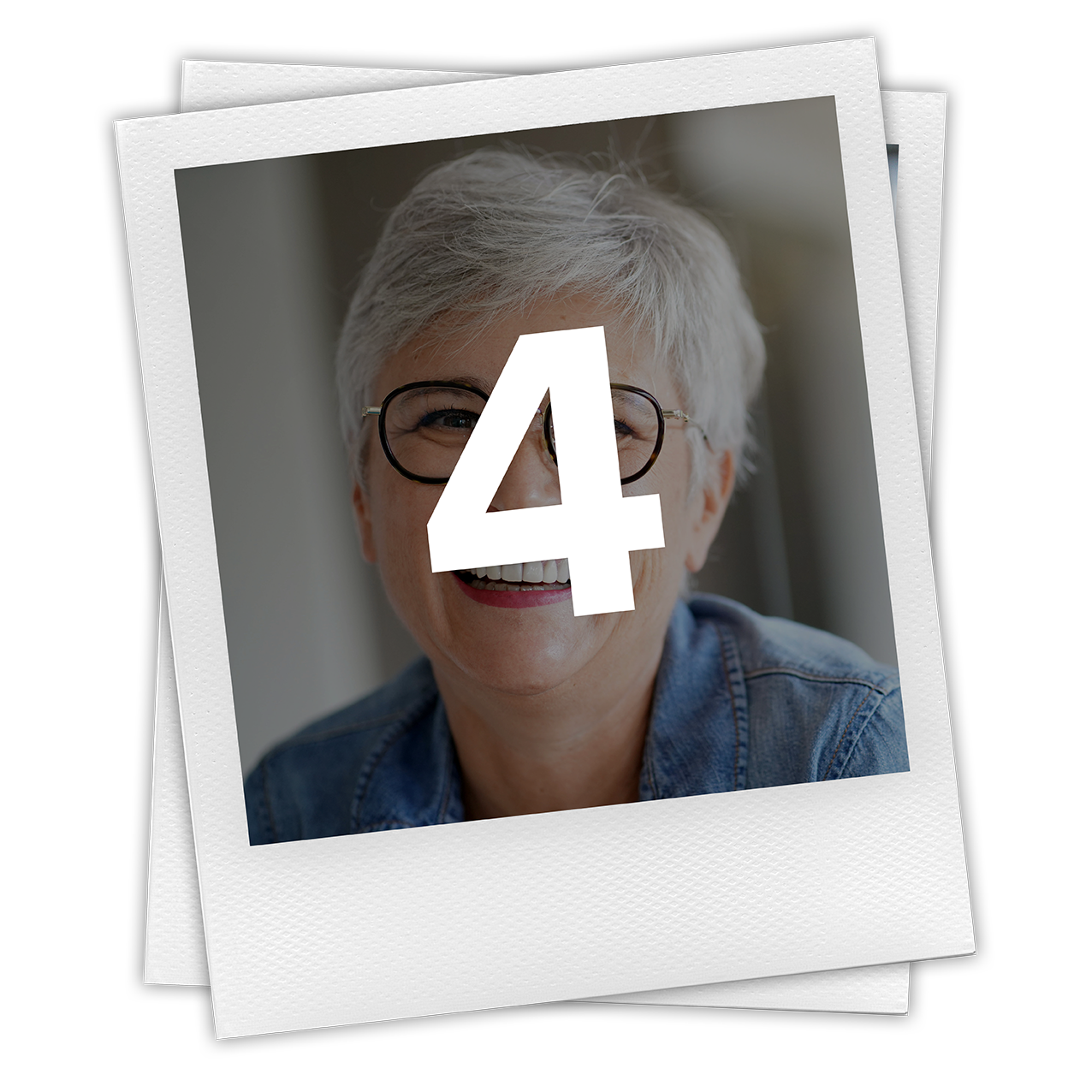 A picture of a woman with the number 4 on her face