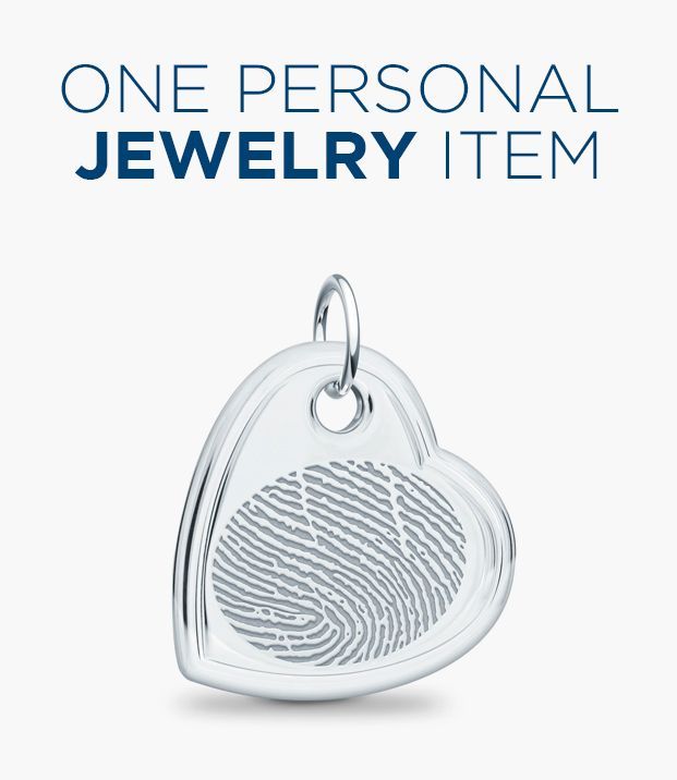 A heart shaped pendant with a fingerprint on it