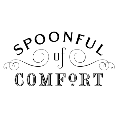 A black and white logo for spoonful of comfort