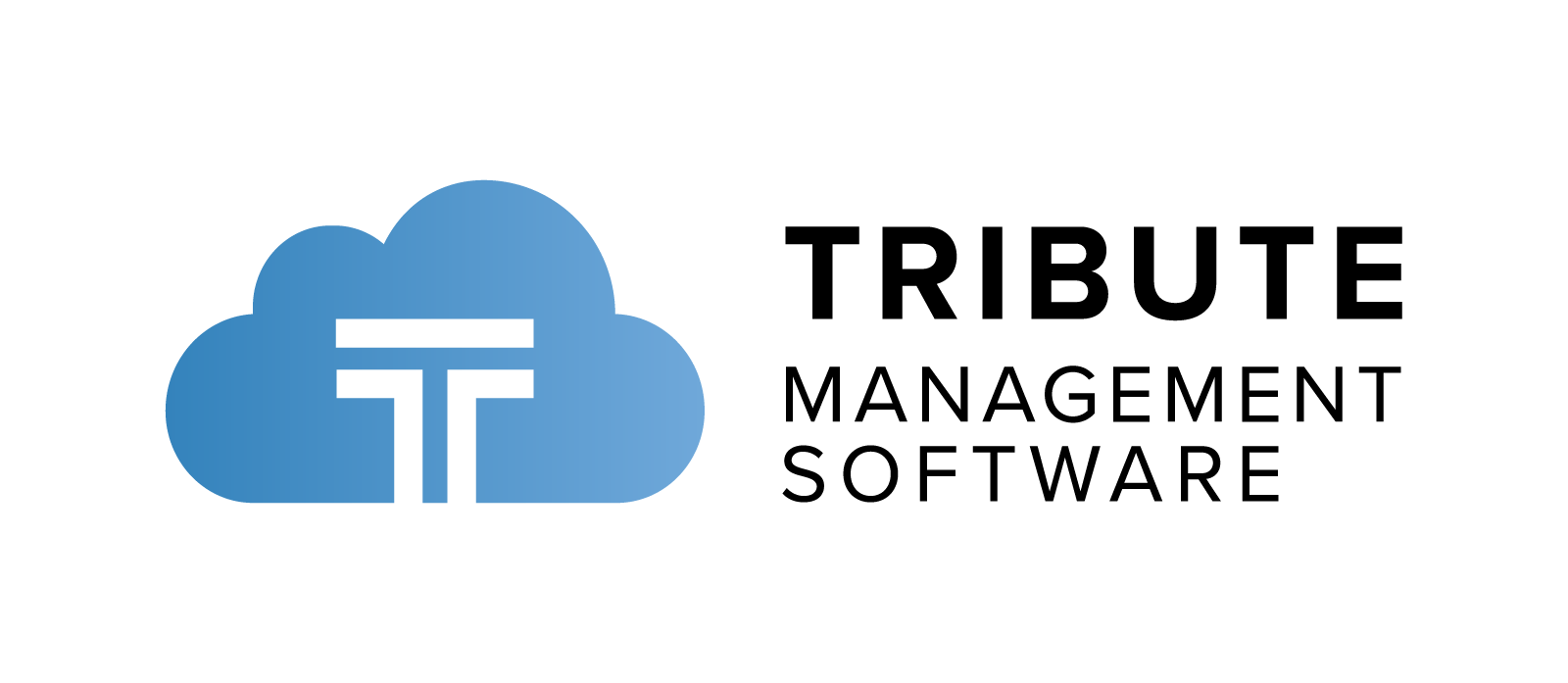 The logo for tribute management software is a cloud with a t on it.