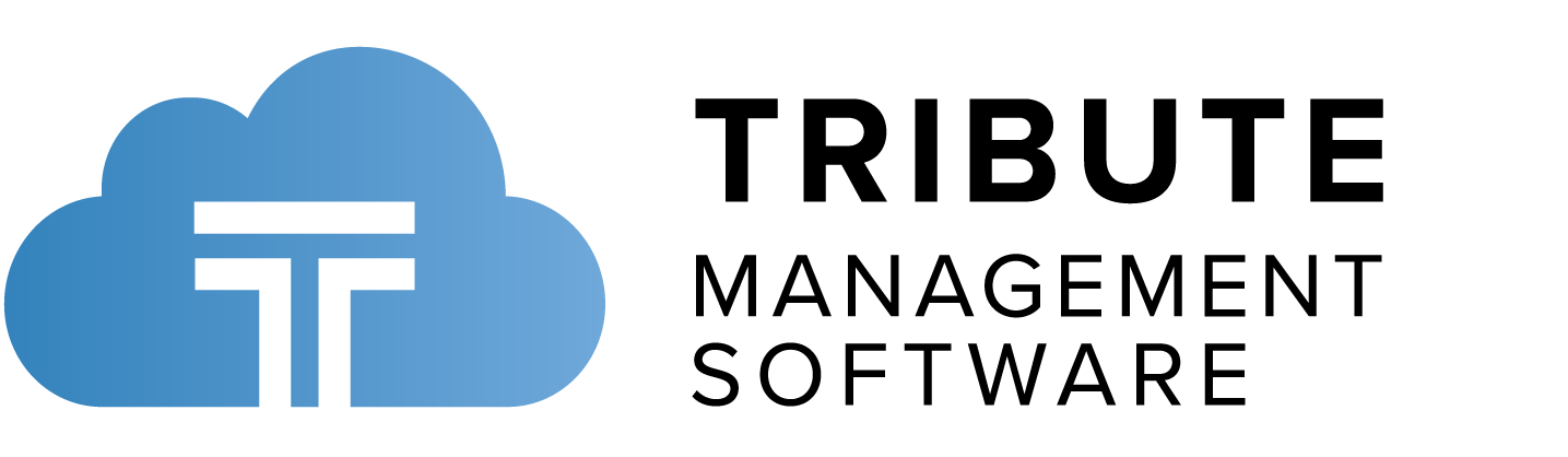 The logo for tribute management software is a cloud with a t on it.