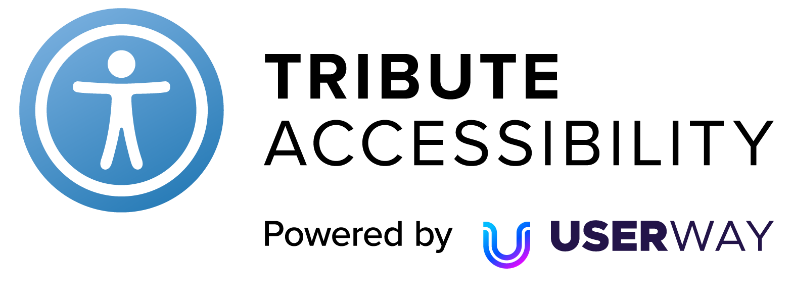 A logo for tribute accessibility powered by userway